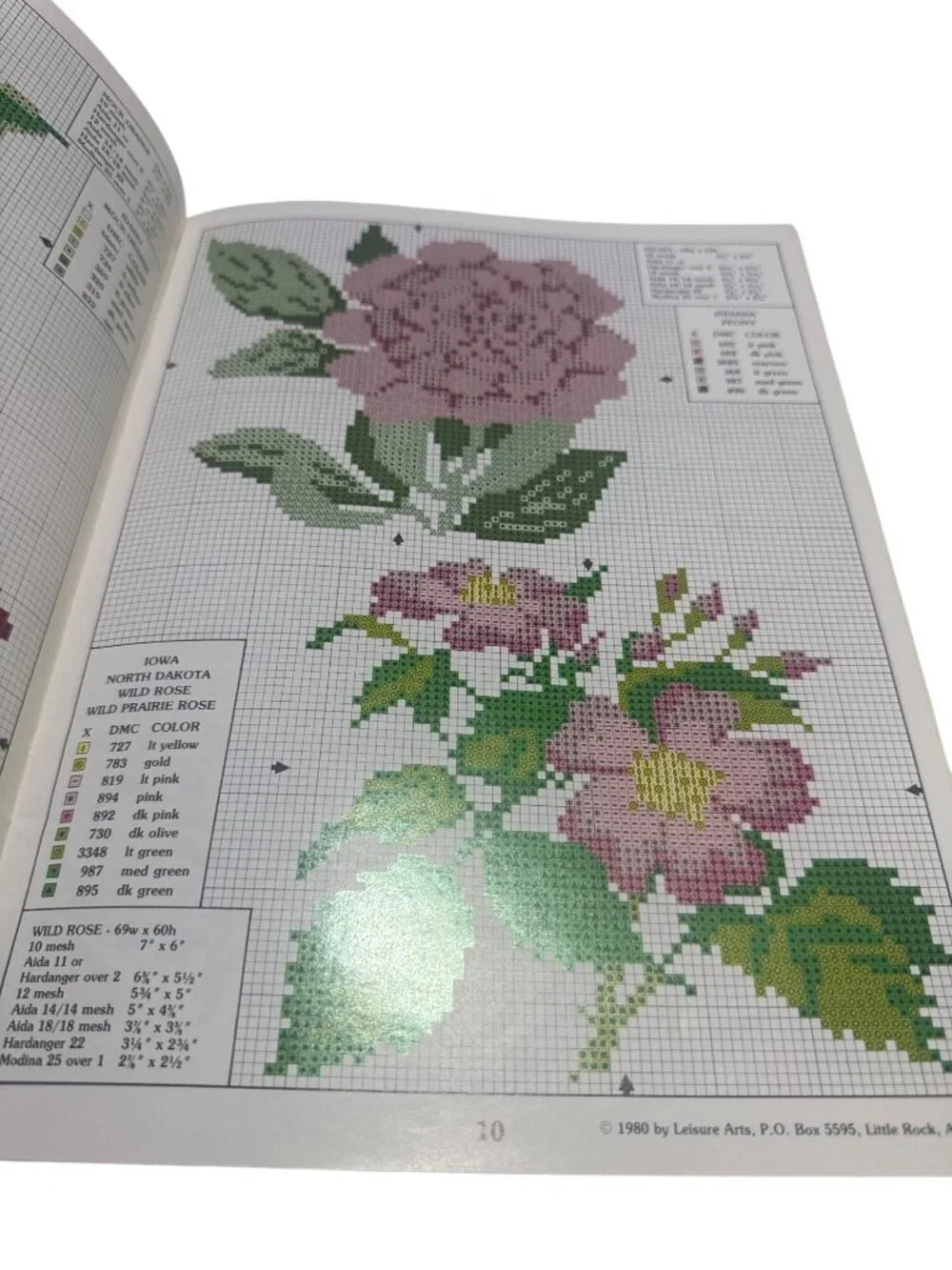 State Flowers Charted Cross Stitch Needlepoint Pattern Book Leisure Arts